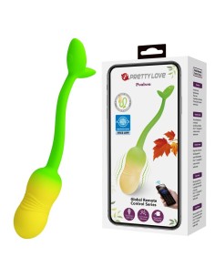 PRETTY LOVE HUEVO VIBRADOR PULSEN CONTROL APP 12 FUNCIONES RECARGABLE USB VERDE AMARILLO