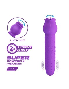 PRETTY LOVE DANNELL VIBRADOR CON ESTIMULACIAN ORAL Y CLITORAL RECARGABLE MORADO