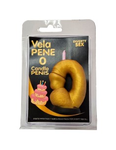 DIABLO PICANTE VELA PENE EN FORMA DE NUMERO 0 COLOR DORADO