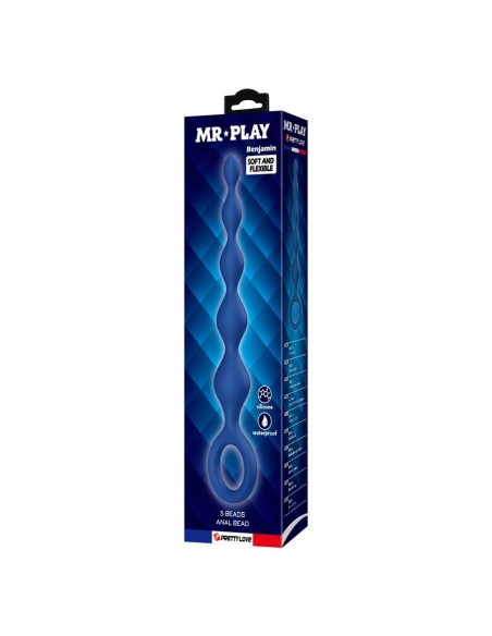 MR PLAY BOLAS ANALES Y PLUG ANAL SILICONA AZUL 204 CM