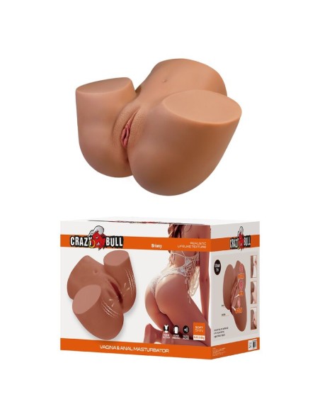 CRAZY BULL MASTURBADOR REALISTA TORSO FEMENINO DOBLE ENTRADA CON VIBRACIAN Y SUCCIAN COLOR NATURAL