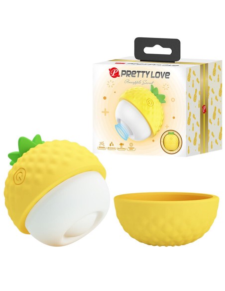 PRETTY LOVE ESTIMULADOR CLITORAL CON SUCCIAN Y GOLPETEOS RECARGABLE AMARILLO
