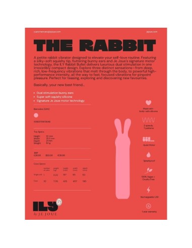 JE JOUE ILY RABBIT BULLET VIBRADOR ANTIMO RECARGABLE