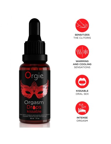 ORGIE ORGASM DROPS KISSABLE GOTAS ESTIMULANTES BESABLES PARA CLATORIS 30 ML