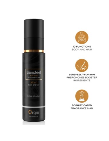 ORGIE SENSFEEL ELIXIR DE SEDUCCIAN PARA HOMBRE 10 EN 1 CUERPO Y CABELLO 100 ML