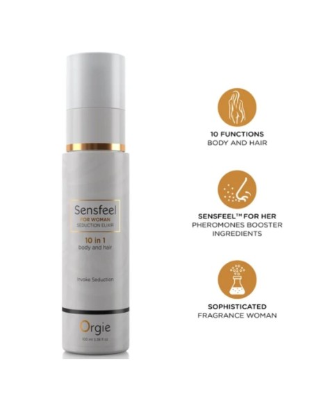 ORGIE SENSFEEL ELIXIR DE SEDUCCIAN PARA MUJER 10 EN 1 CUERPO Y CABELLO 100 ML