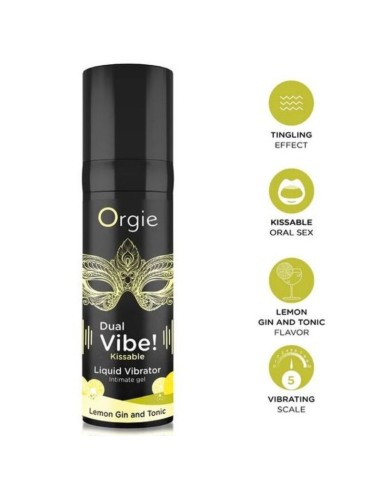 ORGIE DUAL VIBE LEMON GIN AND TONIC GEL ANTIMO BESABLE EFECTO VIBRANTE 15 ML