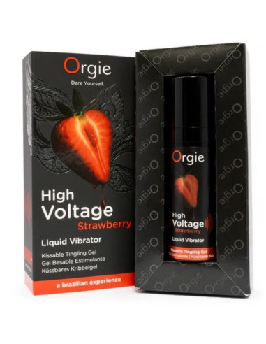 ORGIE HIGH VOLTAGE STRAWBERRY GEL ANTIMO BESABLE EFECTO VIBRANTE EXTRA FUERTE 15 ML