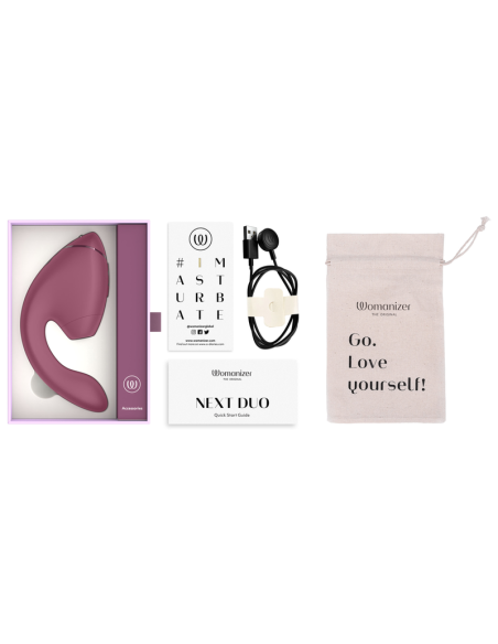 WOMANIZER DUO NEXT ESTIMULADOR VIBRADOR DUAL CLATORIS PUNTOAG ROSA