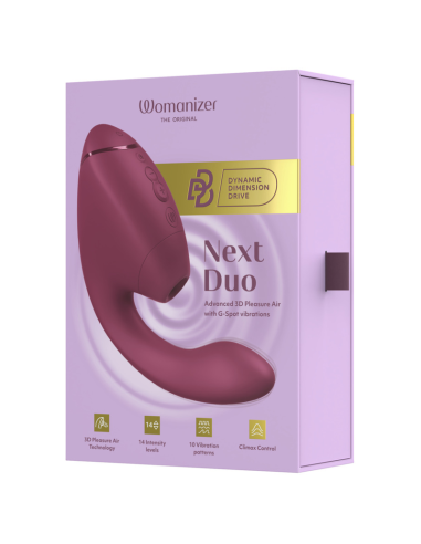 WOMANIZER DUO NEXT ESTIMULADOR VIBRADOR DUAL CLATORIS PUNTOAG ROSA