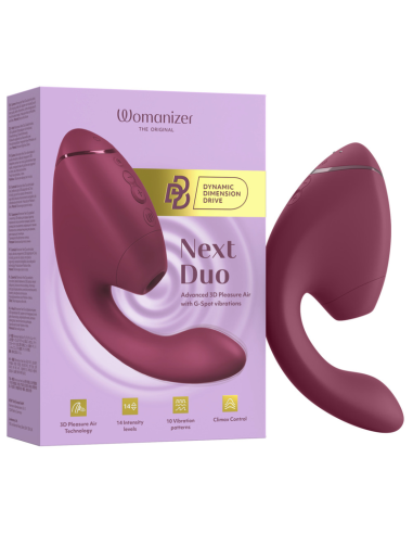 WOMANIZER DUO NEXT ESTIMULADOR VIBRADOR DUAL CLATORIS PUNTOAG ROSA