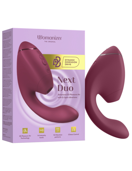 WOMANIZER DUO NEXT ESTIMULADOR VIBRADOR DUAL CLATORIS PUNTOAG ROSA