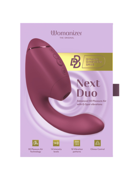 WOMANIZER DUO NEXT ESTIMULADOR VIBRADOR DUAL CLATORIS PUNTOAG ROSA