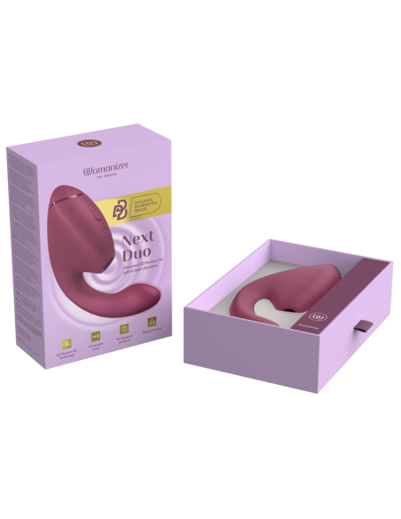 WOMANIZER DUO NEXT ESTIMULADOR VIBRADOR DUAL CLATORIS PUNTOAG ROSA