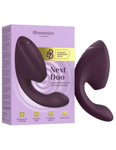 WOMANIZER DUO NEXT ESTIMULADOR VIBRADOR DUAL CLATORIS PUNTOAG MORADO