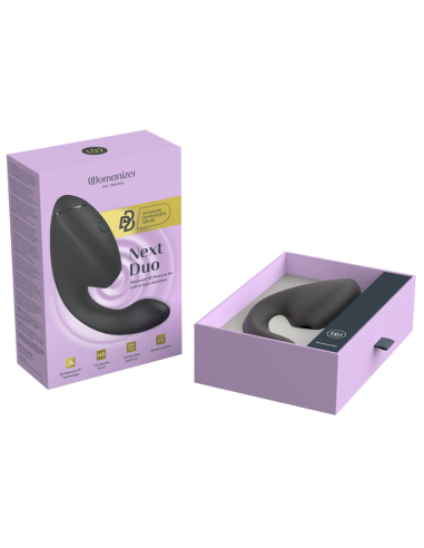 WOMANIZER DUO NEXT ESTIMULADOR VIBRADOR DUAL CLATORIS PUNTOAG NEGRO