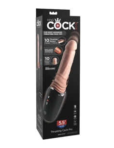 KING COCK PLUS THRUSTING COCK PRO DILDO DE SILICONA CON EMPUJE VIBRACIAN Y CALOR LIGHT 127 CM