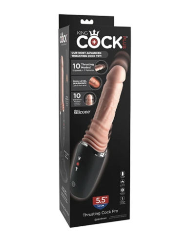 KING COCK PLUS THRUSTING COCK PRO DILDO DE SILICONA CON EMPUJE VIBRACIAN Y CALOR LIGHT 127 CM