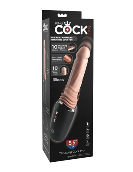 KING COCK PLUS THRUSTING COCK PRO DILDO DE SILICONA CON EMPUJE VIBRACIAN Y CALOR LIGHT 127 CM