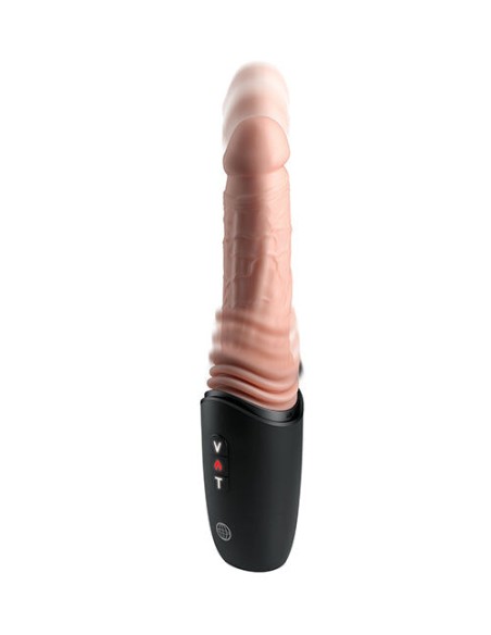 KING COCK PLUS THRUSTING COCK PRO DILDO DE SILICONA CON EMPUJE VIBRACIAN Y CALOR LIGHT 127 CM