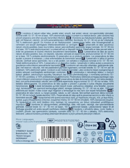 MISTER SIZE PACK MUESTRA PRESERVATIVOS TALLA 53 57 60 MM 3 UNIDADES
