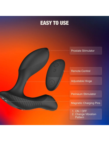 ARCWAVE PERK MASAJEADOR PROSTATICO VIBRADOR CON DOBLE MOTOR Y CONTROL REMOTO NEGRO