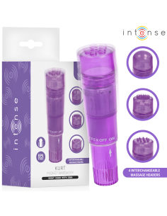 INTENSE KURT MINI MASAJEADOR CON 4 CABEZALES INTERCAMBIABLES LILA