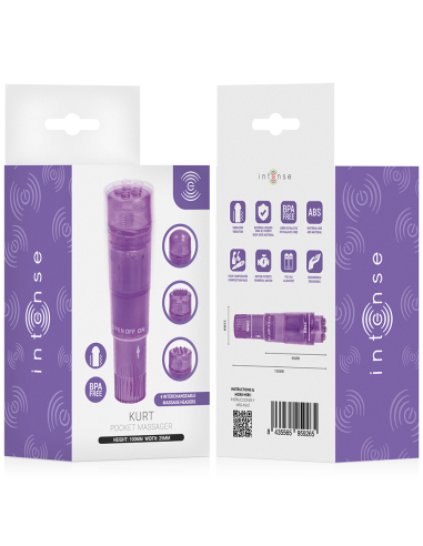 INTENSE KURT MINI MASAJEADOR CON 4 CABEZALES INTERCAMBIABLES LILA