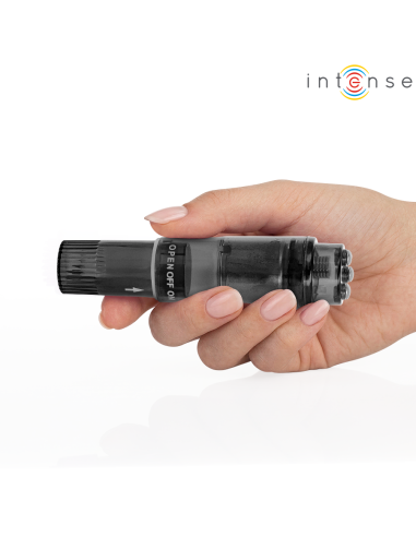 INTENSE KURT MINI MASAJEADOR CON 4 CABEZALES INTERCAMBIABLES NEGRO