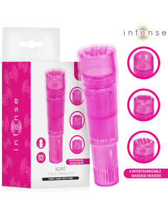INTENSE KURT MINI MASAJEADOR CON 4 CABEZALES INTERCAMBIABLES ROSA