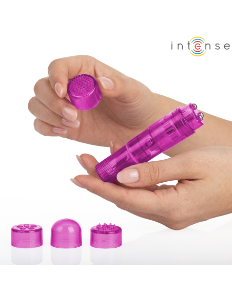 INTENSE KURT MINI MASAJEADOR CON 4 CABEZALES INTERCAMBIABLES ROSA
