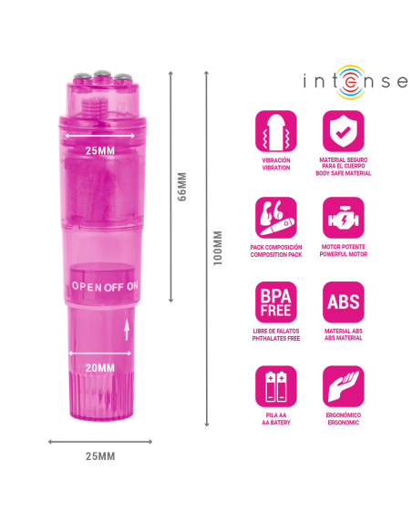 INTENSE KURT MINI MASAJEADOR CON 4 CABEZALES INTERCAMBIABLES ROSA