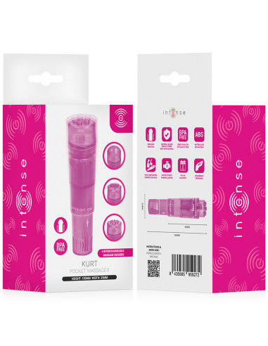 INTENSE KURT MINI MASAJEADOR CON 4 CABEZALES INTERCAMBIABLES ROSA