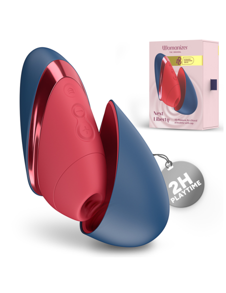 WOMANIZER NEXT LIBERTY ESTIMULADOR DE CLATORIS 3D PLEASURE AIR AZUL ROJO
