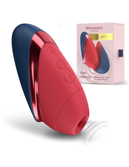 WOMANIZER NEXT LIBERTY ESTIMULADOR DE CLATORIS 3D PLEASURE AIR AZUL ROJO