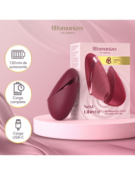 WOMANIZER NEXT ESTIMULADOR DE CLATORIS POR SUCCIAN 14 NIVELES BURDEOS