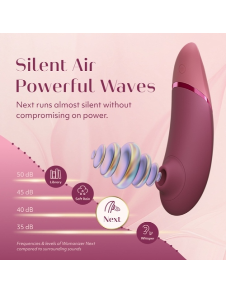 WOMANIZER NEXT ESTIMULADOR DE CLATORIS POR SUCCIAN 14 NIVELES ROSA EMPOLVADO