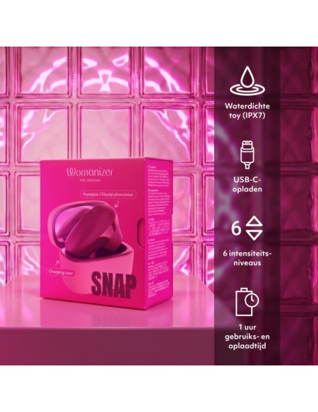 WOMANIZER SNAP ESTIMULADOR DE CLATORIS POR SUCCIAN 6 NIVELES BURDEOS