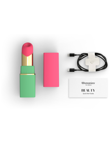 WOMANIZER BEAUTY ESTIMULADOR DE CLATORIS POR SUCCIAN 6 NIVELES VERDE Y ROSA
