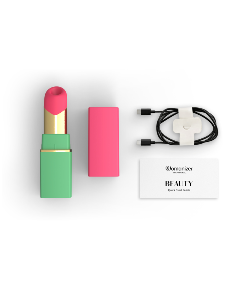 WOMANIZER BEAUTY ESTIMULADOR DE CLATORIS POR SUCCIAN 6 NIVELES VERDE Y ROSA