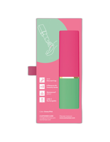 WOMANIZER BEAUTY ESTIMULADOR DE CLATORIS POR SUCCIAN 6 NIVELES VERDE Y ROSA