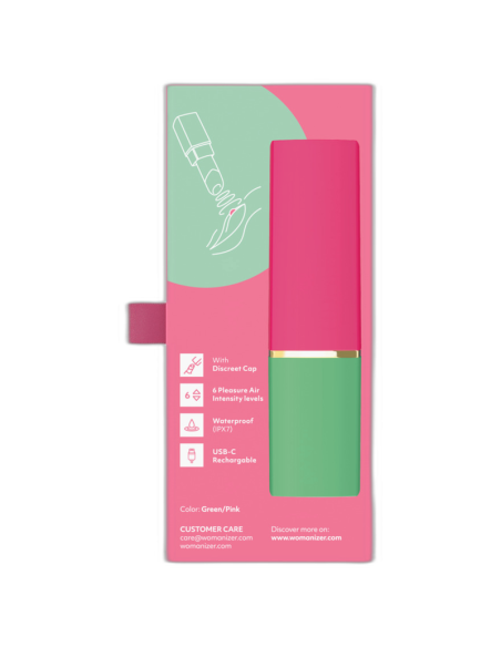WOMANIZER BEAUTY ESTIMULADOR DE CLATORIS POR SUCCIAN 6 NIVELES VERDE Y ROSA