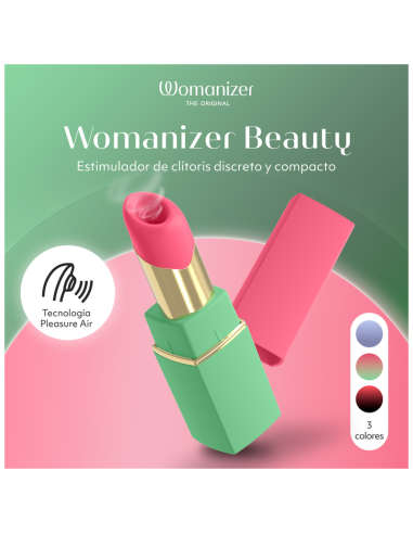 WOMANIZER BEAUTY ESTIMULADOR DE CLATORIS POR SUCCIAN 6 NIVELES VERDE Y ROSA