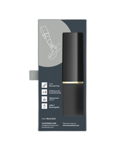 WOMANIZER BEAUTY ESTIMULADOR DE CLATORIS POR SUCCIAN 6 NIVELES NEGRO Y DORADO