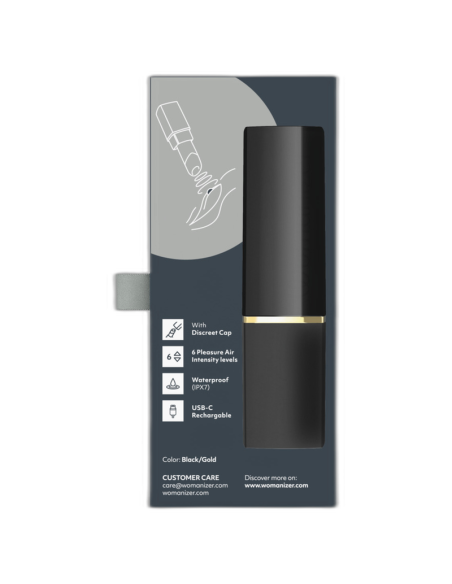 WOMANIZER BEAUTY ESTIMULADOR DE CLATORIS POR SUCCIAN 6 NIVELES NEGRO Y DORADO