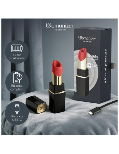 WOMANIZER BEAUTY ESTIMULADOR DE CLATORIS POR SUCCIAN 6 NIVELES NEGRO Y DORADO