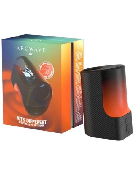 ARCWAVE AIR MASTURBADOR MASCULINO ELASTICO CON PULSOS DE AIRE Y 6 INTENSIDADES NEGRO