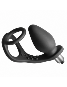 ROCKS OFF RO ZEN ESTIMULADOR PROSTATICO VIBRADOR CON DOBLE ANILLO 7 VELOCIDADES NEGRO