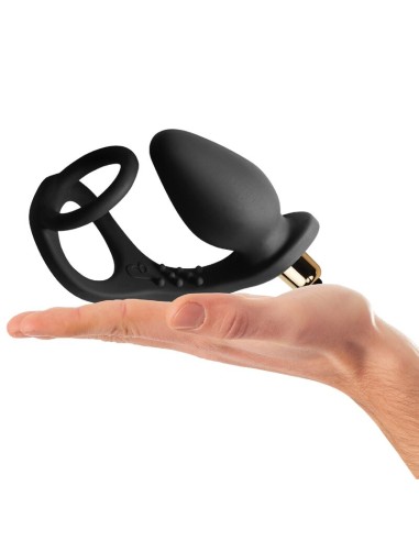 ROCKS OFF RO ZEN ESTIMULADOR PROSTATICO VIBRADOR CON DOBLE ANILLO 7 VELOCIDADES NEGRO