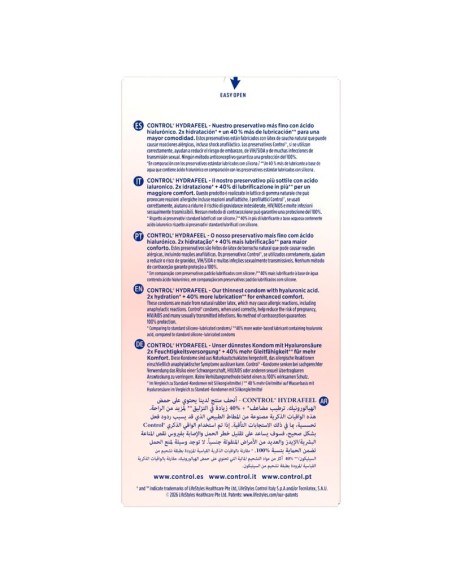 CONTROL HYDRAFEEL PRESERVATIVOS ULTRAFINOS CON ACIDO HIALURANICO 10 UDS